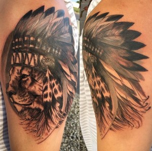 David Wick tattoo lion headdress